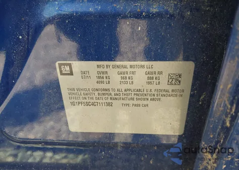 2012 Chevrolet Cruze 1Lt from USA, damaged, VIN 1G1PF5SC4C7111382